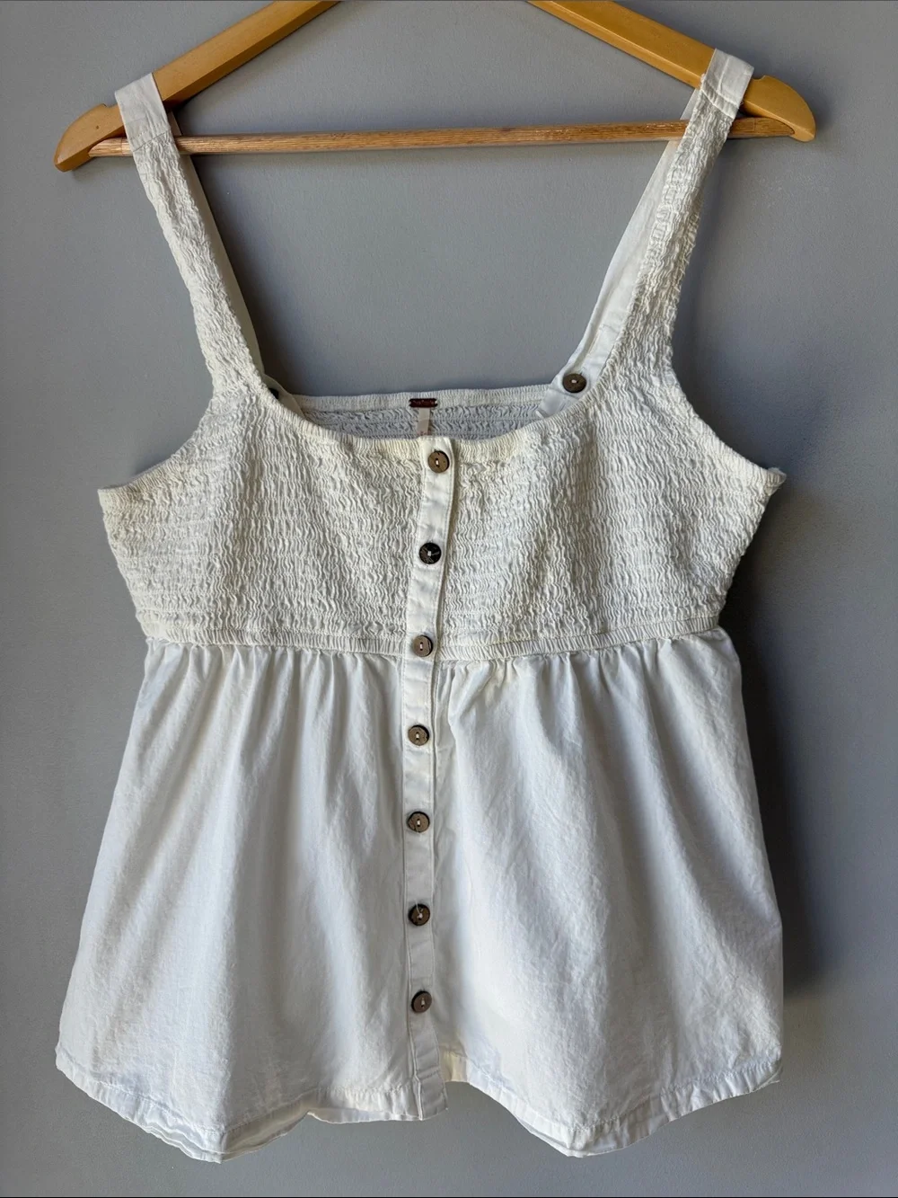 Free People Smocked Zola Button Top Tank